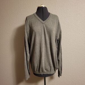 Weatherproof Heather Gray Knit V-Neck Sweater Size Large